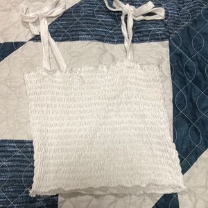 White ruffled top w/ adjustable straps